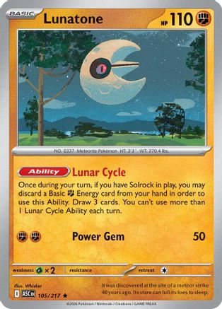 Lunatone (105) - ME Ascended Heroes Reverse Holofoil