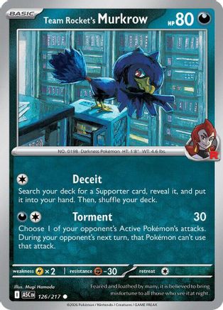 Team Rocket's Murkrow (126) - ME Ascended Heroes Reverse Holofoil