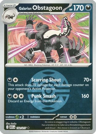 Galarian Obstagoon (Dusk Ball) (132/217) - ME Ascended Heroes Reverse Holofoil