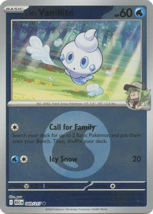 N's Vanillite (Energy Symbol Pattern) (049) - ME Ascended Heroes Reverse Holofoil