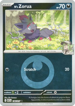 N's Zorua (Energy Symbol Pattern) (136) - ME Ascended Heroes Reverse Holofoil