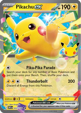 Pikachu ex (053/128) - ME 30th Celebration Holofoil