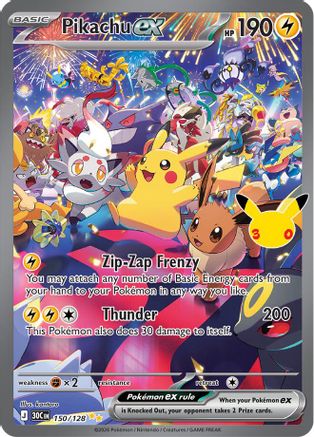 Pikachu ex (150/128) - ME 30th Celebration Holofoil