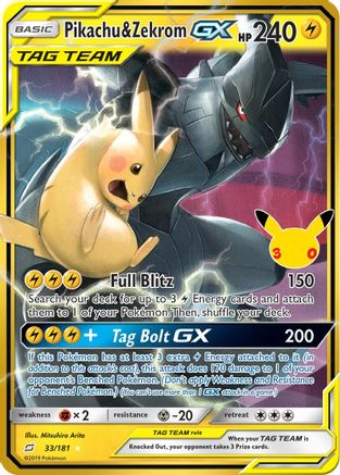 Pikachu & Zekrom GX (033/181) - ME 30th Celebration Classic Collection Holofoil