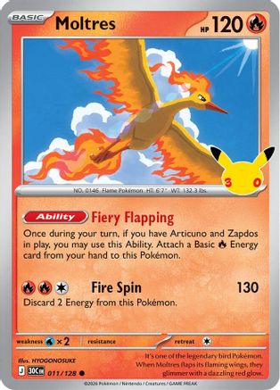 Moltres (011/128) - ME 30th Celebration Holofoil