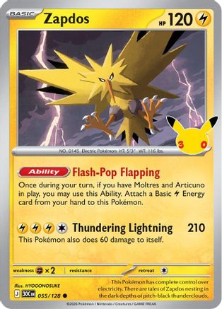 Zapdos (055/128) - ME 30th Celebration Holofoil