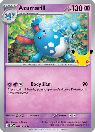 Azumarill (068/null) - ME 30th Celebration Holofoil