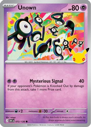 Unown (072/null) - ME 30th Celebration Holofoil