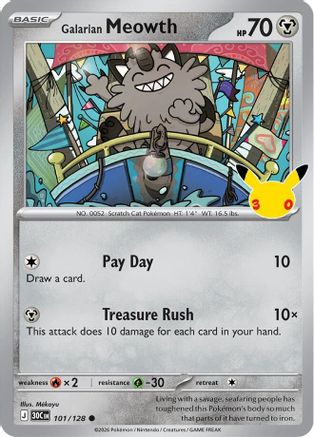 Galarian Meowth (101/128) - ME 30th Celebration Holofoil