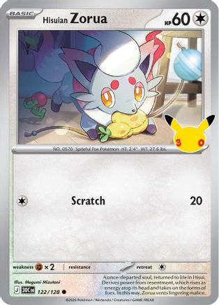 Hisuian Zorua (122/128) - ME 30th Celebration Holofoil