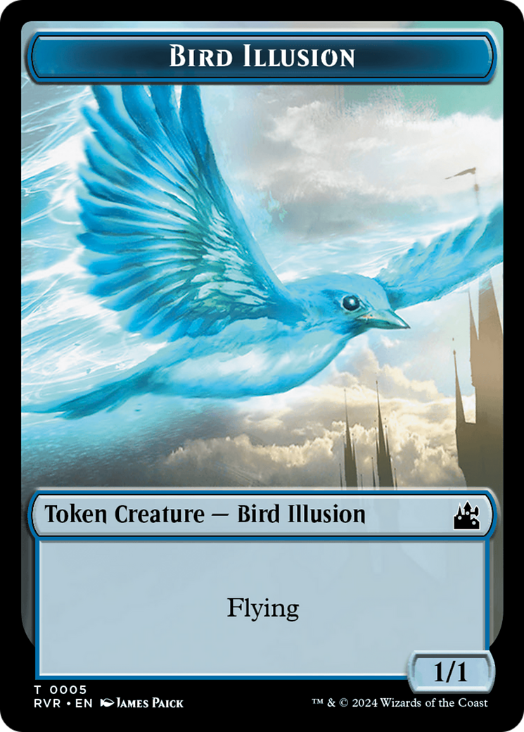 Elf Knight // Bird Illusion Double-Sided Token [Ravnica Remastered Tokens]