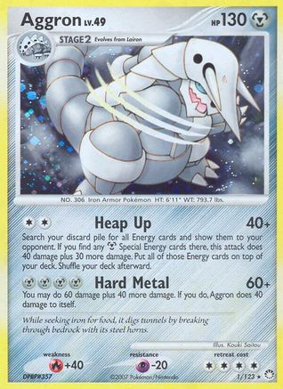 Aggron 001/123 - Holo Rare - Holofoil