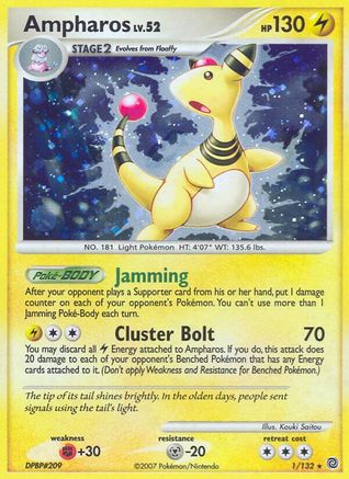 Ampharos 001/132 - Holo Rare - Holofoil