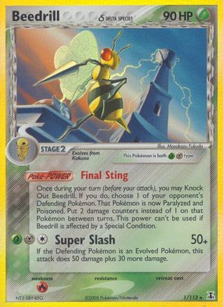 Beedrill (Delta Species) 001/113 - Holo Rare - Reverse Holofoil