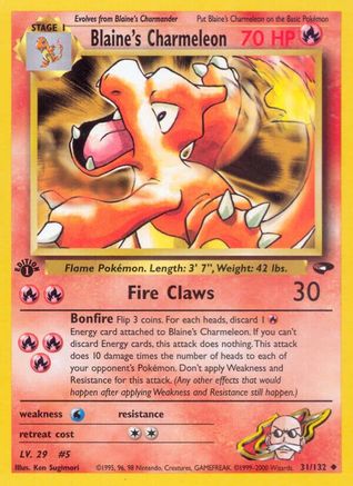 Blaine's Charmeleon 031/132/132 - Uncommon - 1st Edition