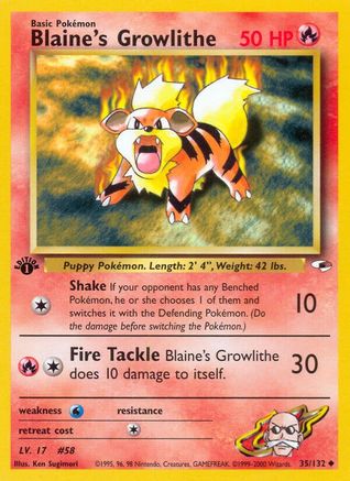 Blaine's Growlithe (35) 035/132/132 - Uncommon - 1st Edition