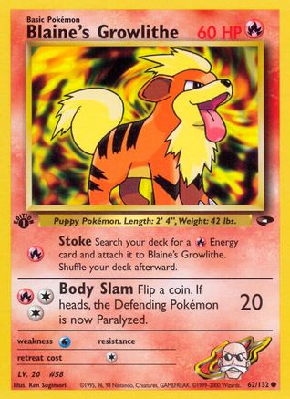Blaine's Growlithe 062/132/132 - Common - 1st Edition