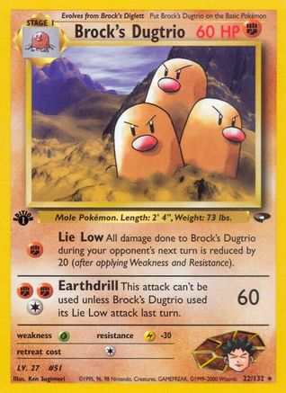 Brock's Dugtrio 022/132/132 - Rare - 1st Edition