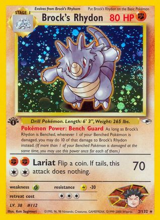 Brock's Rhydon 002/132/132 - Holo Rare - Unlimited Holofoil