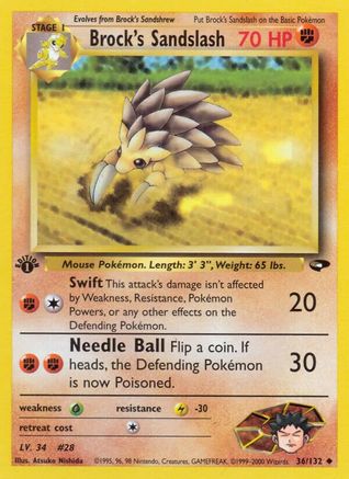 Brock's Sandslash 036/132/132 - Uncommon - 1st Edition