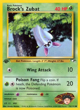 Brock's Zubat (74) 074/132/132 - Common - 1st Edition