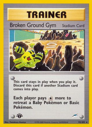 Broken Ground Gym 092/105 - Rare - 1st Edition