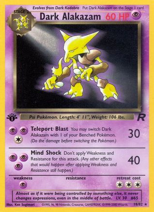 Dark Alakazam (18) 018/82/82 - Rare - Unlimited