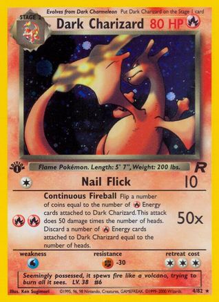 Dark Charizard (4) 004/82/82 - Holo Rare - 1st Edition Holofoil