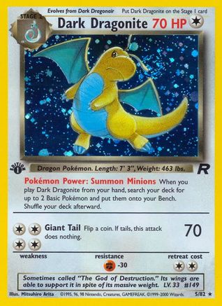 Dark Dragonite (5) 005/82/82 - Holo Rare - 1st Edition Holofoil