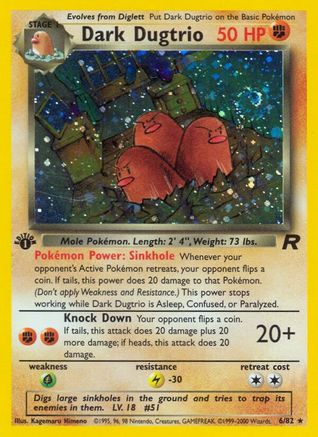 Dark Dugtrio (6) 006/82/82 - Holo Rare - Unlimited Holofoil