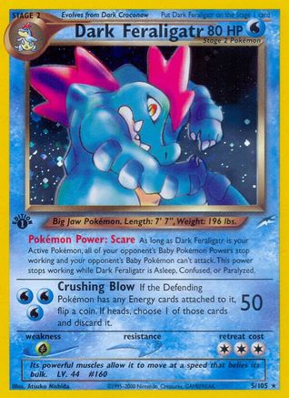Dark Feraligatr 005/105 - Holo Rare - 1st Edition Holofoil