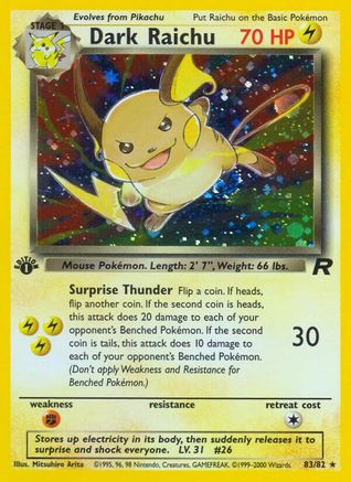 Dark Raichu 083/82/82 - Secret Rare - 1st Edition Holofoil