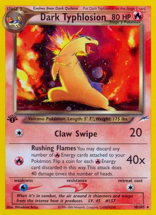 Dark Typhlosion 010/105/105 - Holo Rare - 1st Edition Holofoil