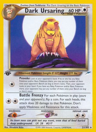 Dark Ursaring 021/105/105 - Rare - 1st Edition