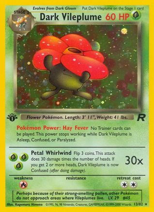 Dark Vileplume (13) 013/82/82 - Holo Rare - 1st Edition Holofoil