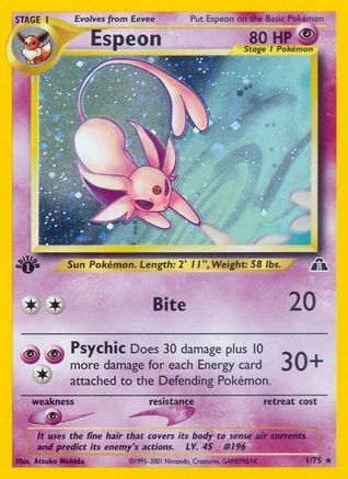 Espeon (1) 001/75/75 - Holo Rare - 1st Edition Holofoil