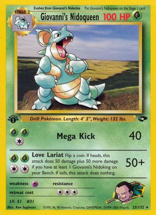 Giovanni's Nidoqueen 023/132/132 - Rare - 1st Edition