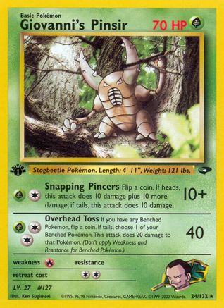 Giovanni's Pinsir 024/132/132 - Rare - 1st Edition