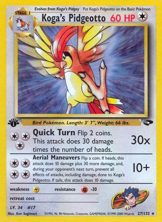 Koga's Pidgeotto 027/132/132 - Rare - Unlimited