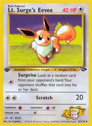 Lt. Surge's Eevee 051/132/132 - Uncommon - 1st Edition
