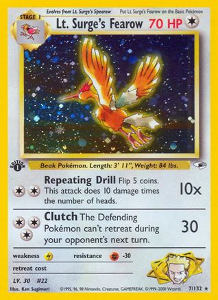 Lt. Surge's Fearow 007/132/132 - Holo Rare - Holofoil