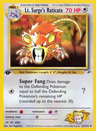 Lt. Surge's Raticate 051/132/132 - Uncommon - Unlimited