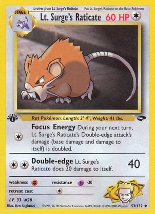 Lt. Surge's Raticate 053/132/132 - Uncommon - 1st Edition