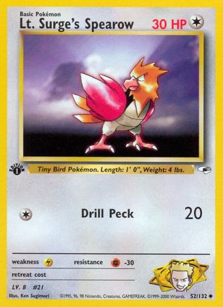 Lt. Surge's Spearow (52) 052/132/132 - Uncommon - 1st Edition