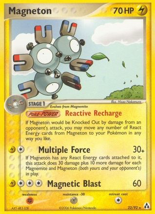 Magneton 022/92 - Rare - Reverse Holofoil