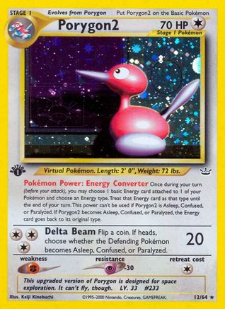 Porygon2 012/64/64 - Holo Rare - 1st Edition Holofoil