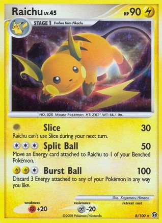 Raichu 008/100 - Holo Rare - Holofoil