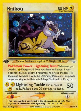 Raikou (13) 013/64/64 - Holo Rare - 1st Edition Holofoil