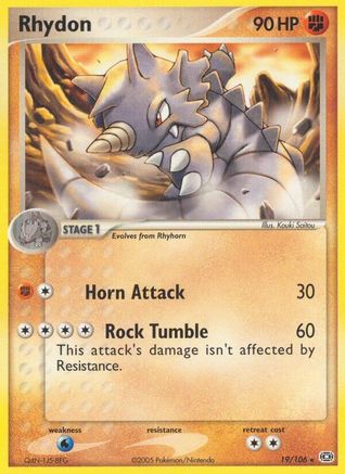 Rhydon 019/106 - Rare - Reverse Holofoil