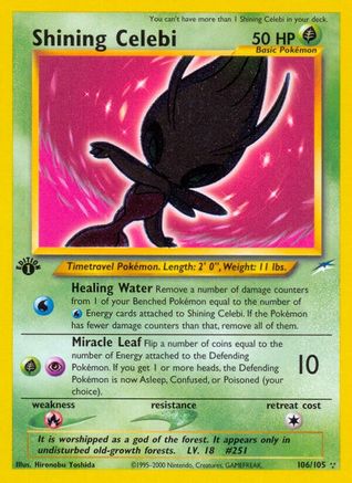 Shining Celebi 106/105 - Secret Rare - 1st Edition Holofoil